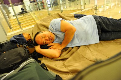  sleeping at Madrid Airport