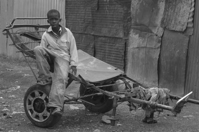 Boy on cart