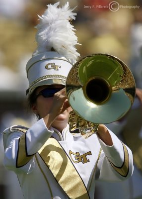 Yellow Jackets Band member performs at halftime