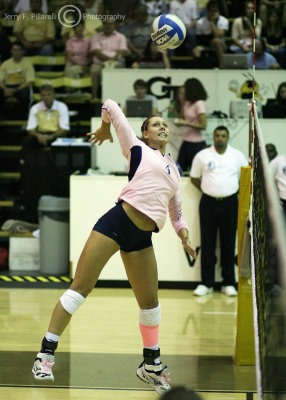 Yellow Jackets MH Miller spikes at the net