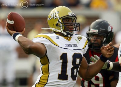 Yellow Jackets QB Booker throws downfield from the pocket