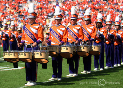 Clemson band is framed by their fans
