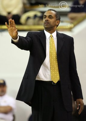 Georgia Tech Yellow Jackets Head Coach Paul Hewitt instructs his players from the bench