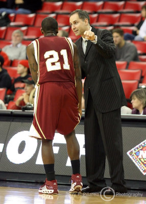 Santa Clara Broncos Head Coach Kerry Keating gives instructions to G Foster