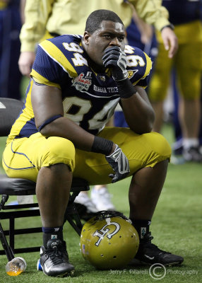 Jackets DT Anyaibe sits stunned on the sidelines as the clock runs out