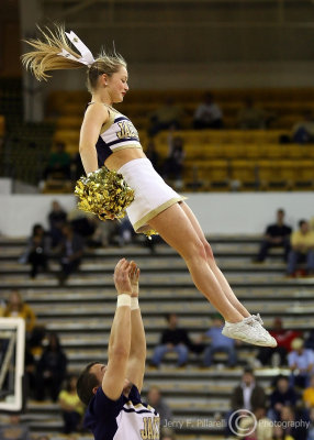 Yellow Jackets Cheerleaders perform during a timeout