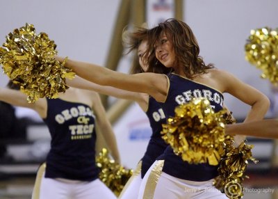 Georgia Tech Yellow Jackets Dance Team Member performs during a timeout