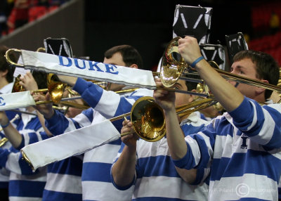 Duke Blue Devils Band plays during a break in the action