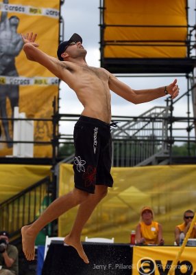 Dalhausser glides in for a spike at the net