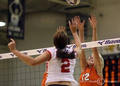 Lady Governors OPP Kristin Distler attempts to tip the ball over Bears OH Urbelis