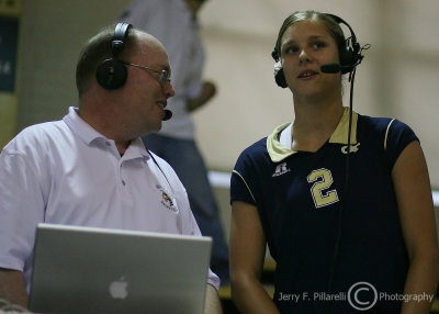 Georgia Tech MB Asia Stawicka is interviewed after the win over Austin Peay