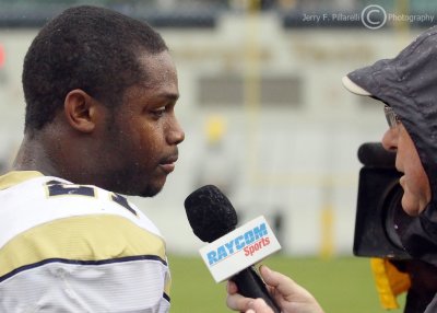 Georgia Tech A-back Dwyer is interviewed after the victory over North Carolina