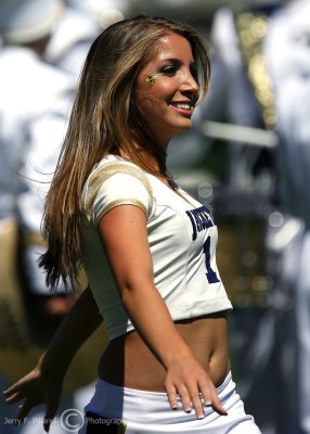 Yellow Jackets cheerleader prior to the game