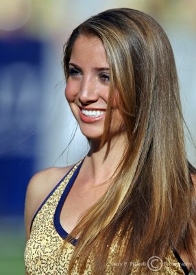 Georgia Tech Yellow Jackets Dance team member performs on the sidelines