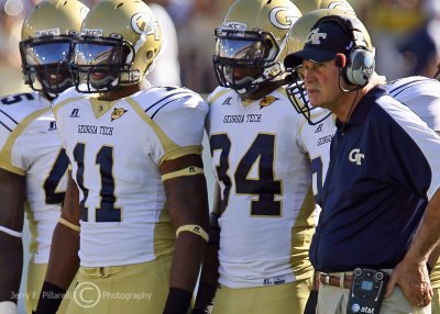 Georgia Tech Defensive Coach, and former Virginia Head Coach, Al Groh works with his squad during the game