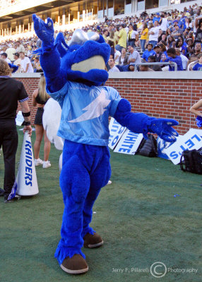 Middle Tennessee State Mascot Lighting works the Blue Raiders faithful