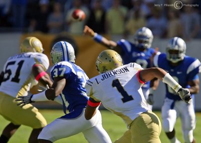 Jackets S Isaiah Johnson trails the play as the pass is launched to MTS WR Harold Turner Jr.