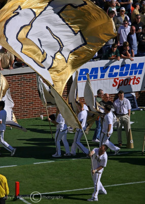 Yellow Jackets flag flies to celebrate a touchdown