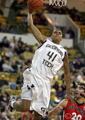 Georgia Tech G Rice scores on an uncontested slam dunk