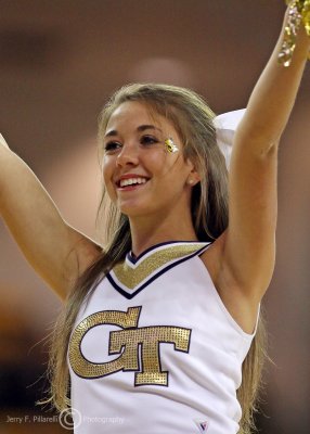 Georgia Tech Cheerleader during a timeout