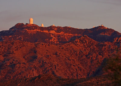 Kitt Peak Observatory as seen from Arizona Highway 86 during sunset