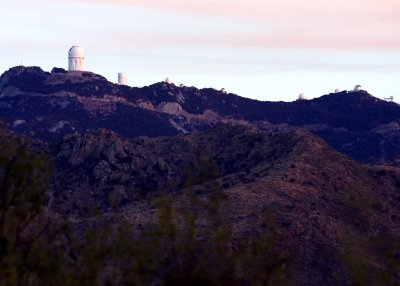 Kitt Peak Observatory as seen from Arizona Highway 86 after sunset