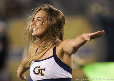 GT Dance Team member performs during the halftime festivities