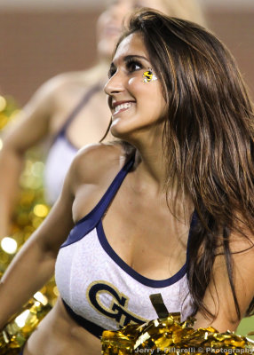 Tech Dance Team member performs on the sidelines during the game