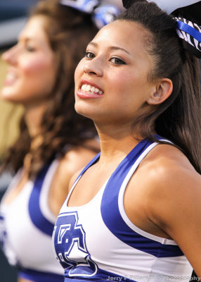 Blue Hose Cheerleader performs during the game