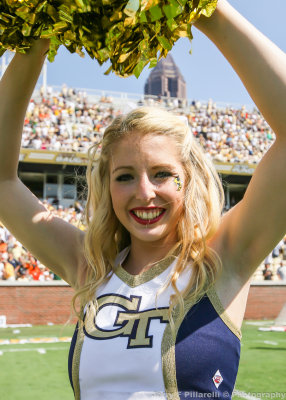 Georgia Tech Cheerleader works the sidelines