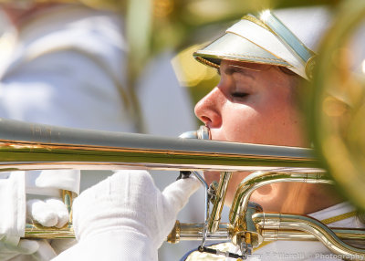 Jackets Band member plays during halftime