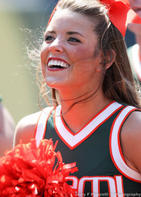 Canes Cheerleader performs during the game