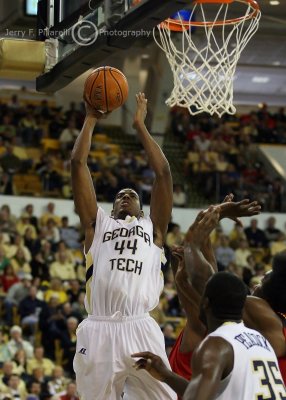 Georgia Tech F Alade Aminu elevates for a jumper near the basket
