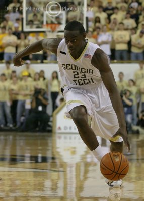 Georgia Tech G Anthony Morrow drives toward the basket