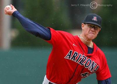 Arizona P Perry delivers as the rain begins to fall