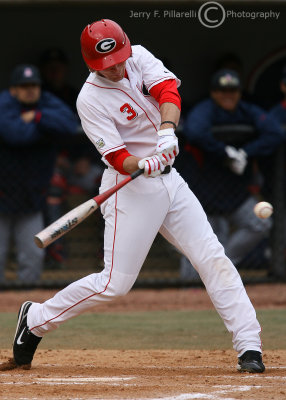 Georgia 3B Ryan Peisel draws a bead on the pitch