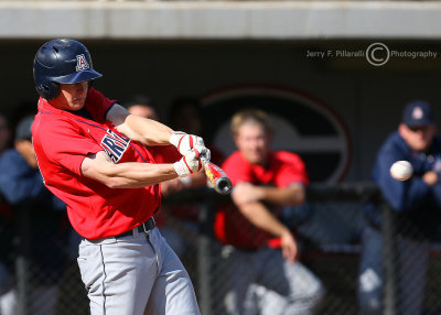 Arizona CF T.J. Steele lines the ball into left field