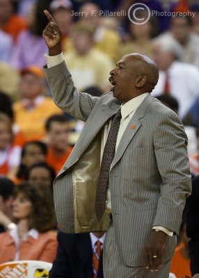 Clemson Tigers Head Coach Oliver Purnell signals a play