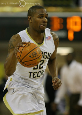Tech F Smith dribbles the ball up court