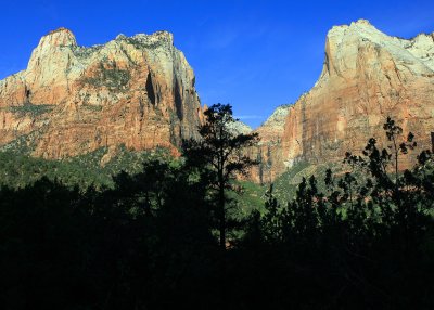 The mountains surrounding Zion Canyon