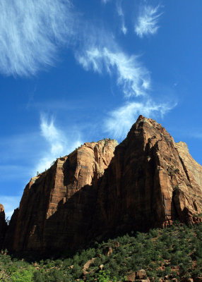 High clouds over Zion Canyon mountains on the Emerald Pools Trail