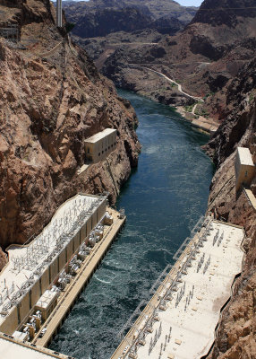 View of the Colorado River from on Hoover Dam