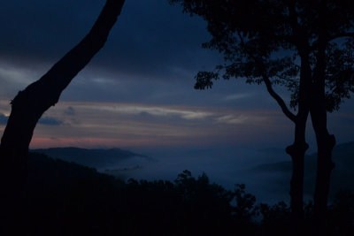 Mountain dawn, with fog