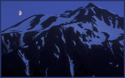 Moon and mountain at midnight, Kenai Peninsula, Alaska