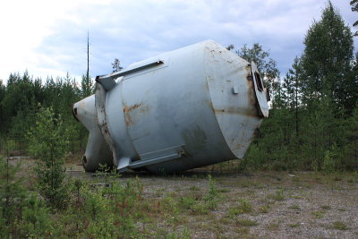 Abandoned tank in the pine forest