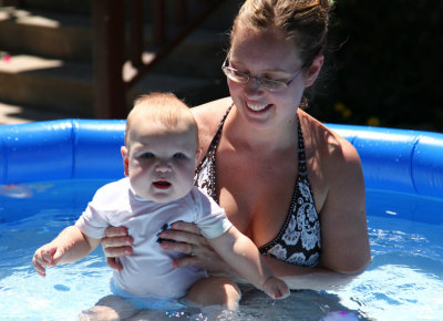 Isaac and Mommy in the pool