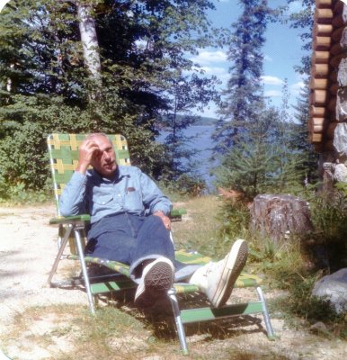 Ron on lawn chair at van vac