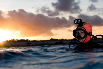 Susie, sunrise dive at The Rock