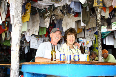 Having a Carib (or two) at Foxy's