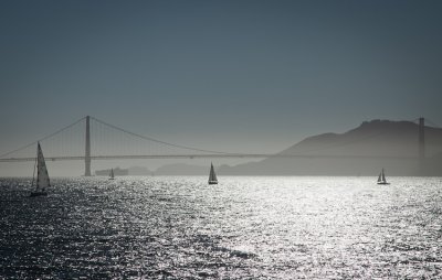 Approaching Golden Gate Bridge by water